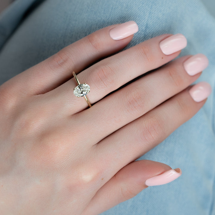 The April Oval Lab Diamond Moissanite Engagement Ring *Shown with 1.5 ct #material_gold