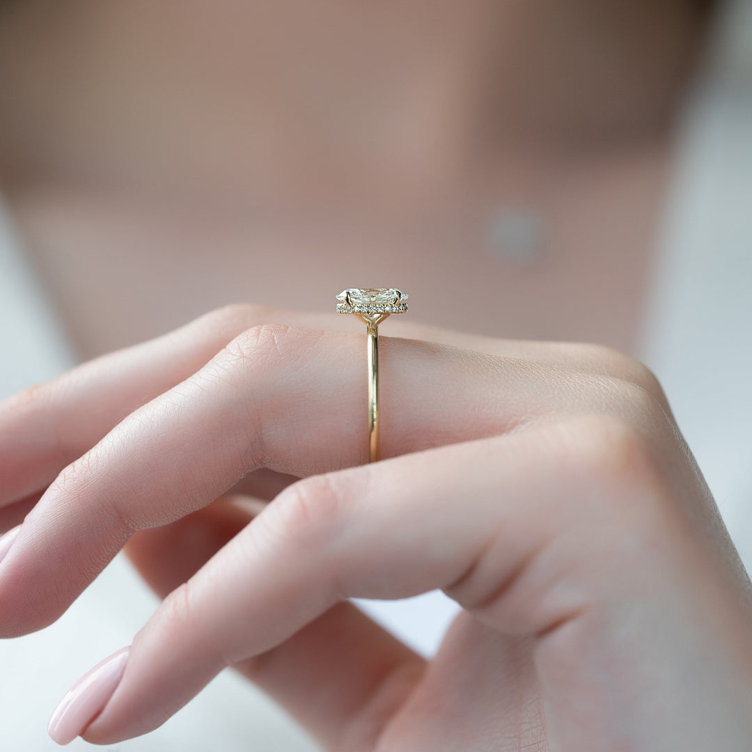 The April Oval Lab Diamond Moissanite Engagement Ring