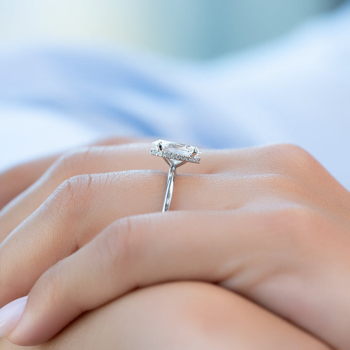 The April Oval Lab Diamond Moissanite Engagement Ring *Shown with 2 ct #material_white