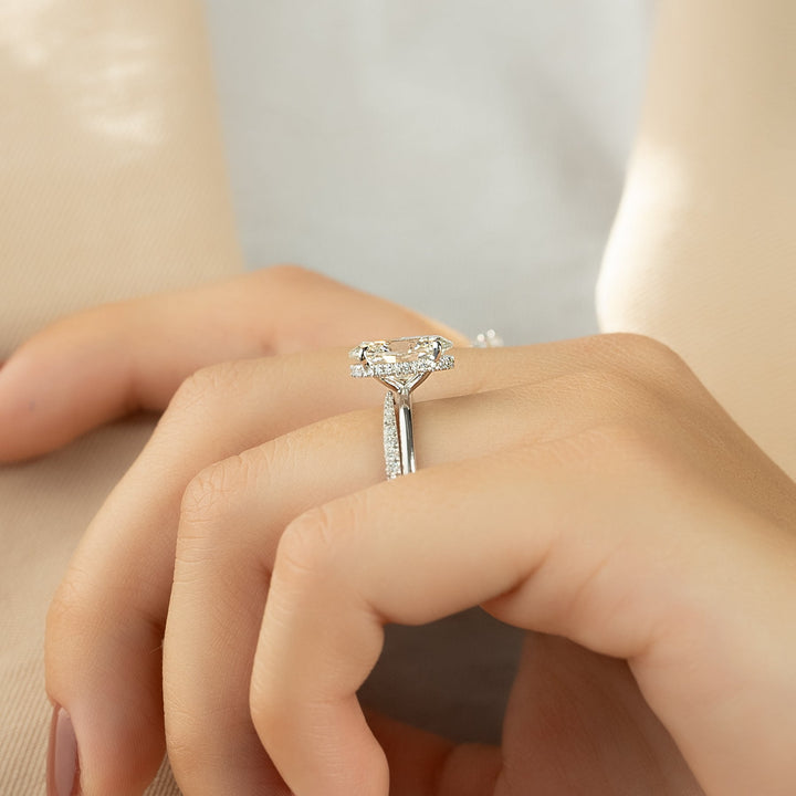 The April Oval Lab Diamond Moissanite Engagement Ring *Shown with 3 ct #material_white