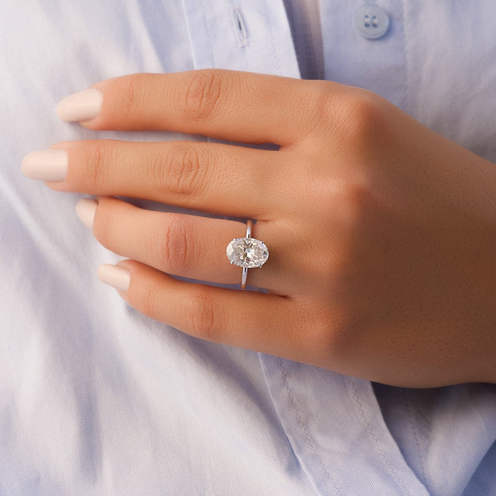 The April Oval Lab Diamond Moissanite Engagement Ring *Shown with 3 ct #material_white