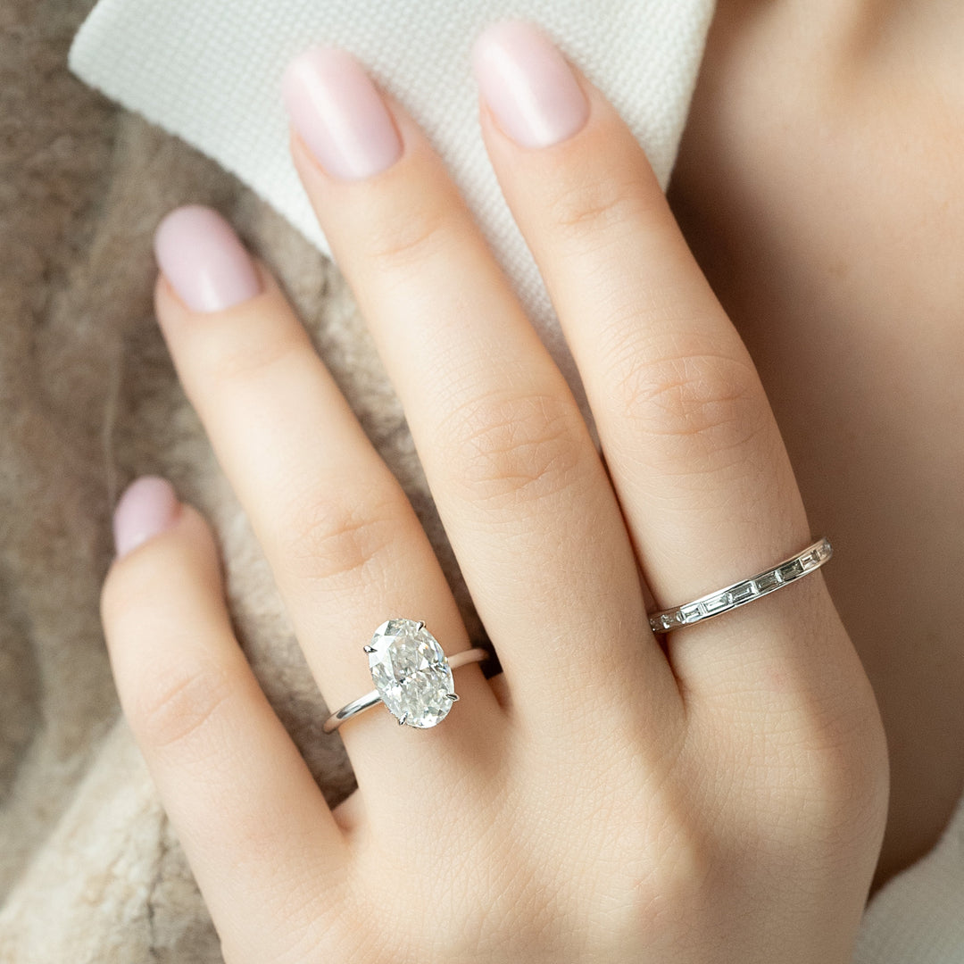 The April Oval Lab Diamond Moissanite Engagement Ring