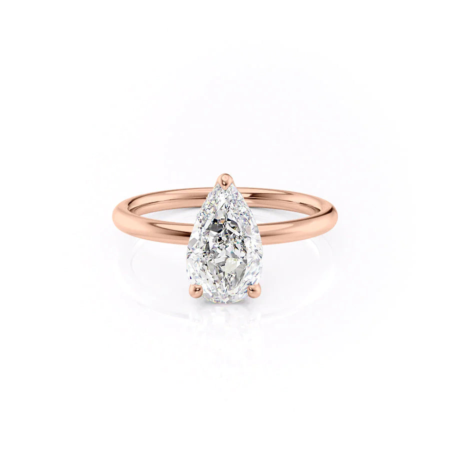 The April Set With Pear Solitaire Lab Diamond 1 Carat 14K Rose#material_rose