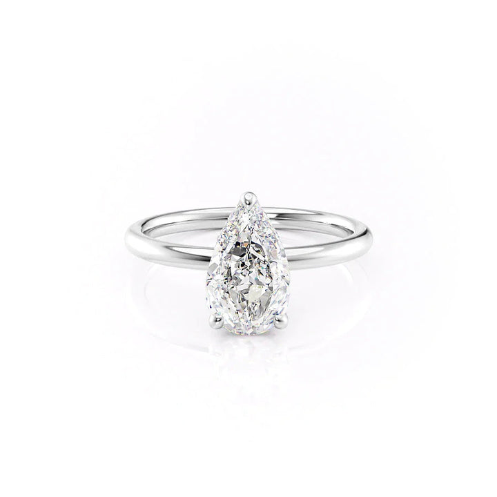 The April Set With Pear Solitaire Lab Diamond 1 Carat 14K White#material_white