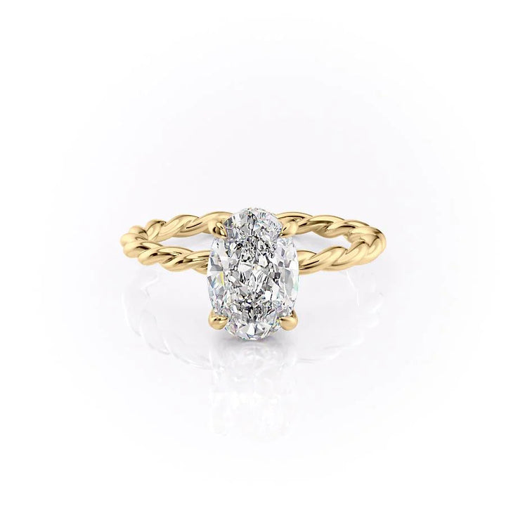 The Autumn Set With Oval Solitaire Lab Diamond 1 Carat 14K Gold#material_gold