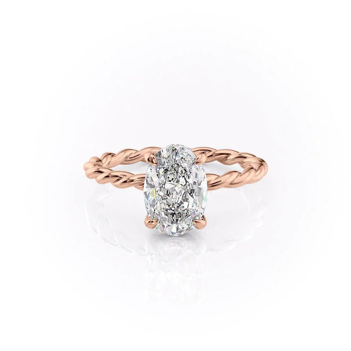 The Autumn Set With Oval Solitaire Lab Diamond 1 Carat 14K Rose#material_rose