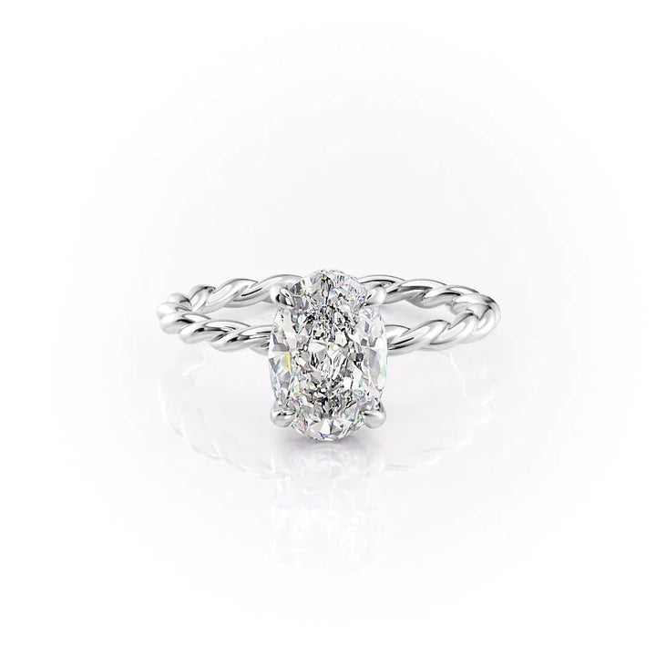 The Autumn Set With Oval Solitaire Lab Diamond 1 Carat 14K White#material_white