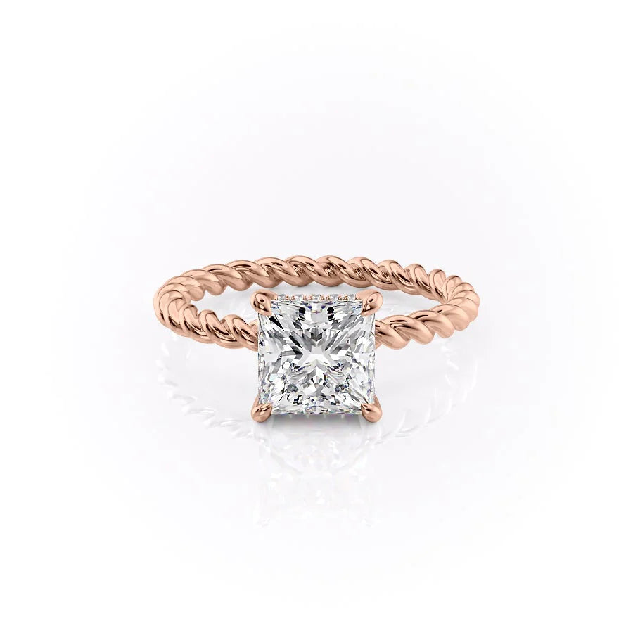 The Autumn Set With Princess Solitaire Lab Diamond 1 Carat 14K Rose#material_rose