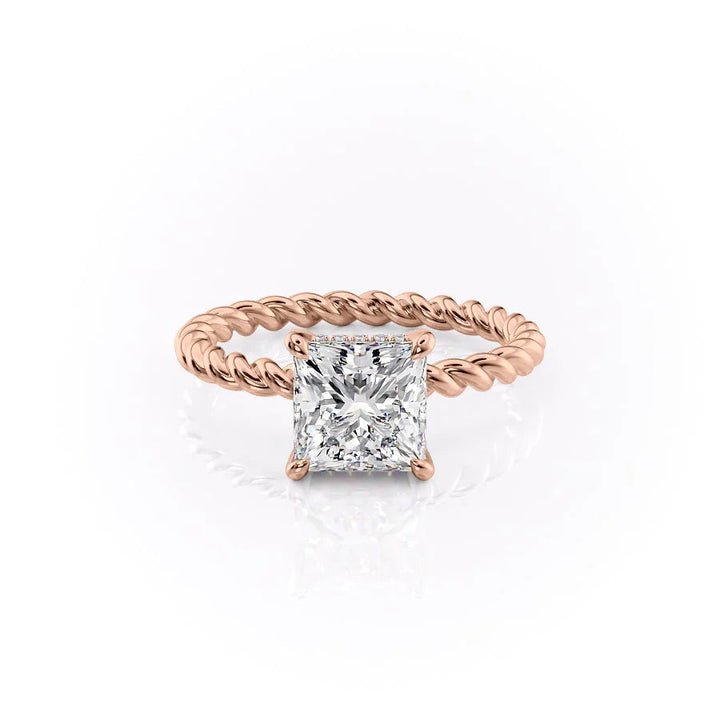 The Autumn Set With Princess Solitaire Lab Diamond 1 Carat 14K Rose#material_rose