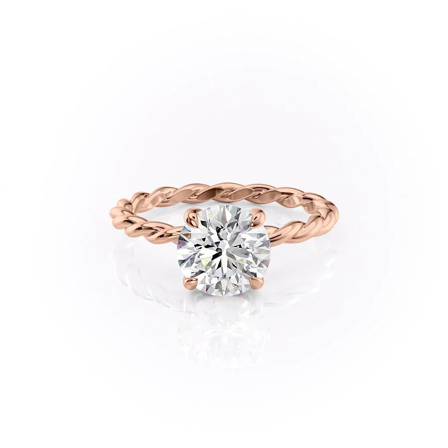 The Autumn Set With Round Solitaire Lab Diamond 1 Carat 14K Rose#material_rose