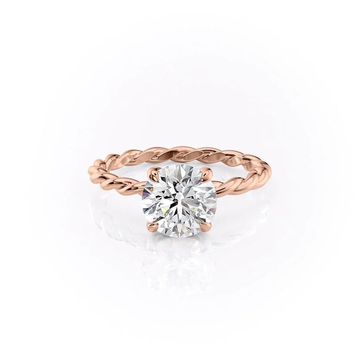 The Autumn Set With Round Solitaire Lab Diamond 1 Carat 14K Rose#material_rose