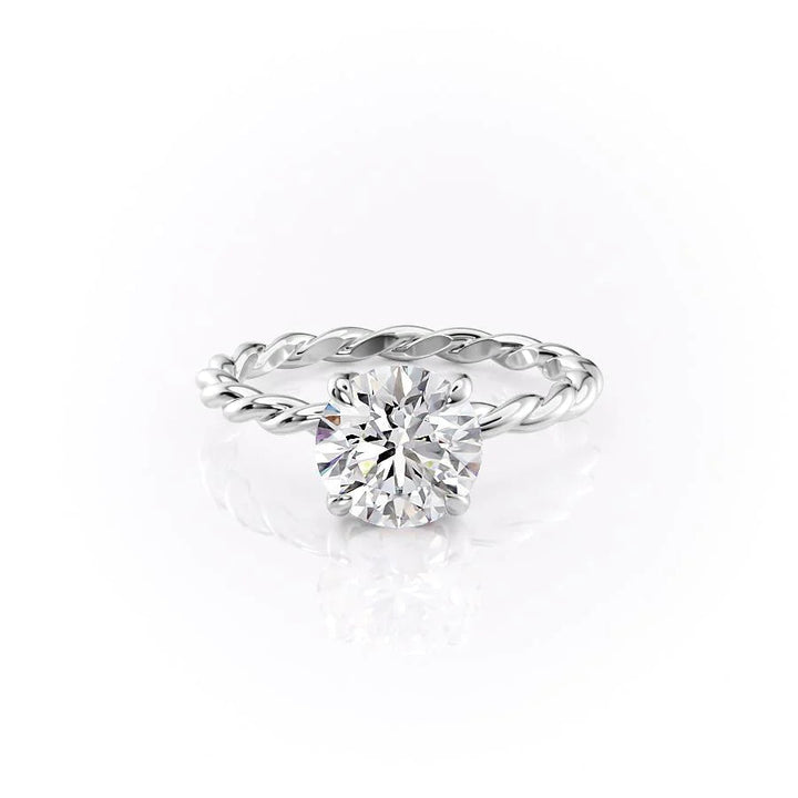 The Autumn Set With Round Solitaire Lab Diamond 1 Carat 14K White#material_white