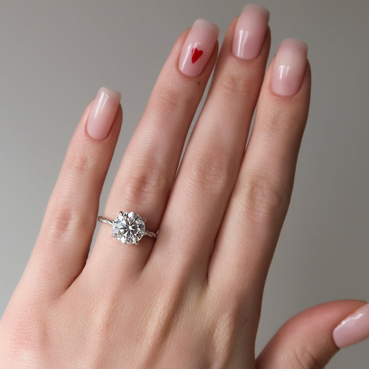 The Autumn Set With Round Solitaire Lab Diamond 2 Carat 14K White#material_white