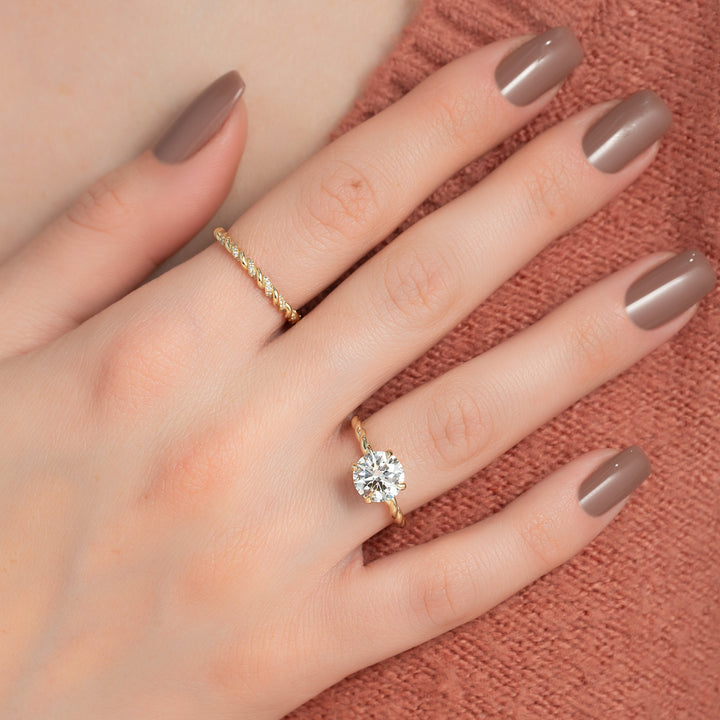 The Autumn Round Lab Diamond Moissanite Engagement Ring *Shown with 2 ct #material_gold