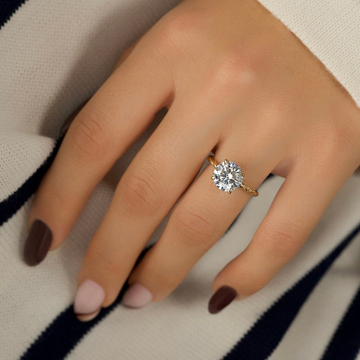The Autumn Round Lab Diamond Moissanite Engagement Ring *Shown with 3 ct #material_gold