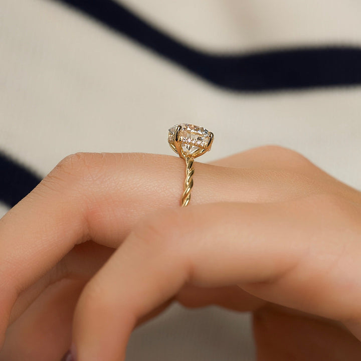 The Autumn Round Lab Diamond Moissanite Engagement Ring *Shown with 3 ct #material_gold