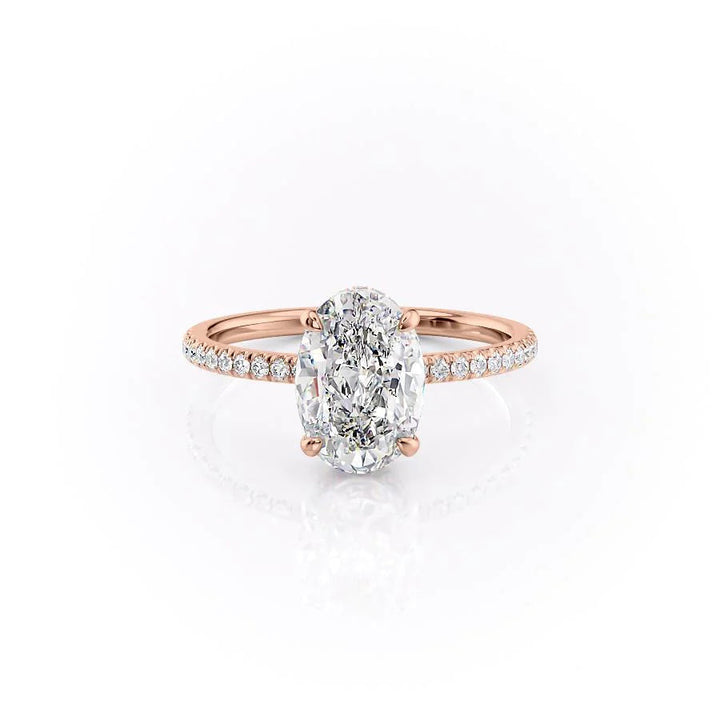 The Ayden Set With Oval Pave Lab Diamond 1 Carat 14K Rose#material_rose
