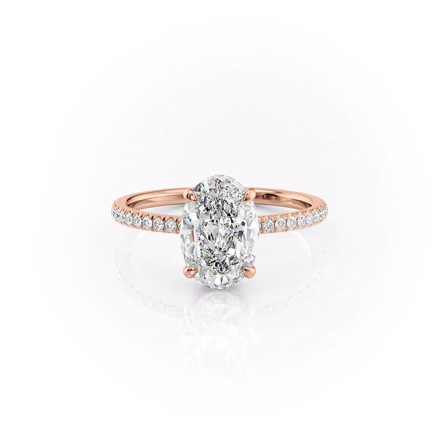 The Ayden Set With Oval Pave Lab Diamond 1 Carat 14K Rose#material_rose