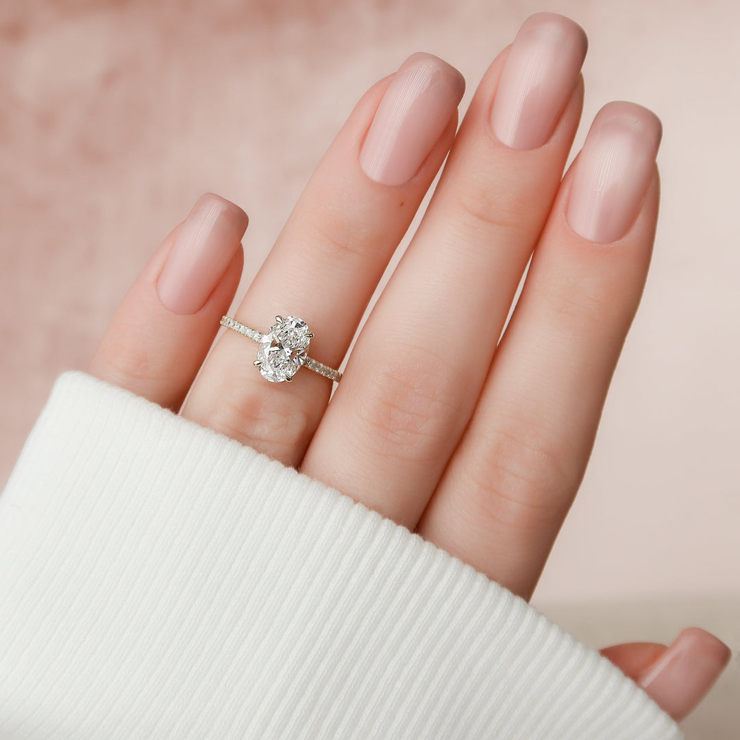 The Ayden Oval Lab Diamond Moissanite Engagement Ring