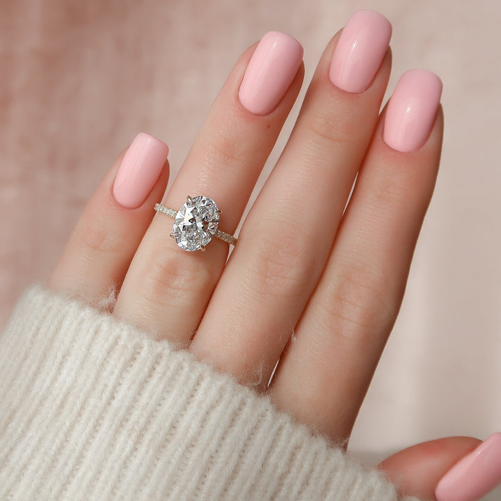 The Ayden Oval Lab Diamond Moissanite Engagement Ring *Shown with 3 ct #material_gold