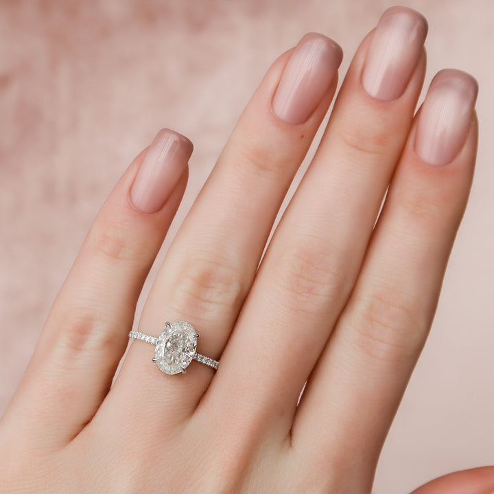 The Ayden Oval Lab Diamond Moissanite Engagement Ring *Shown with 2.5 ct #material_white