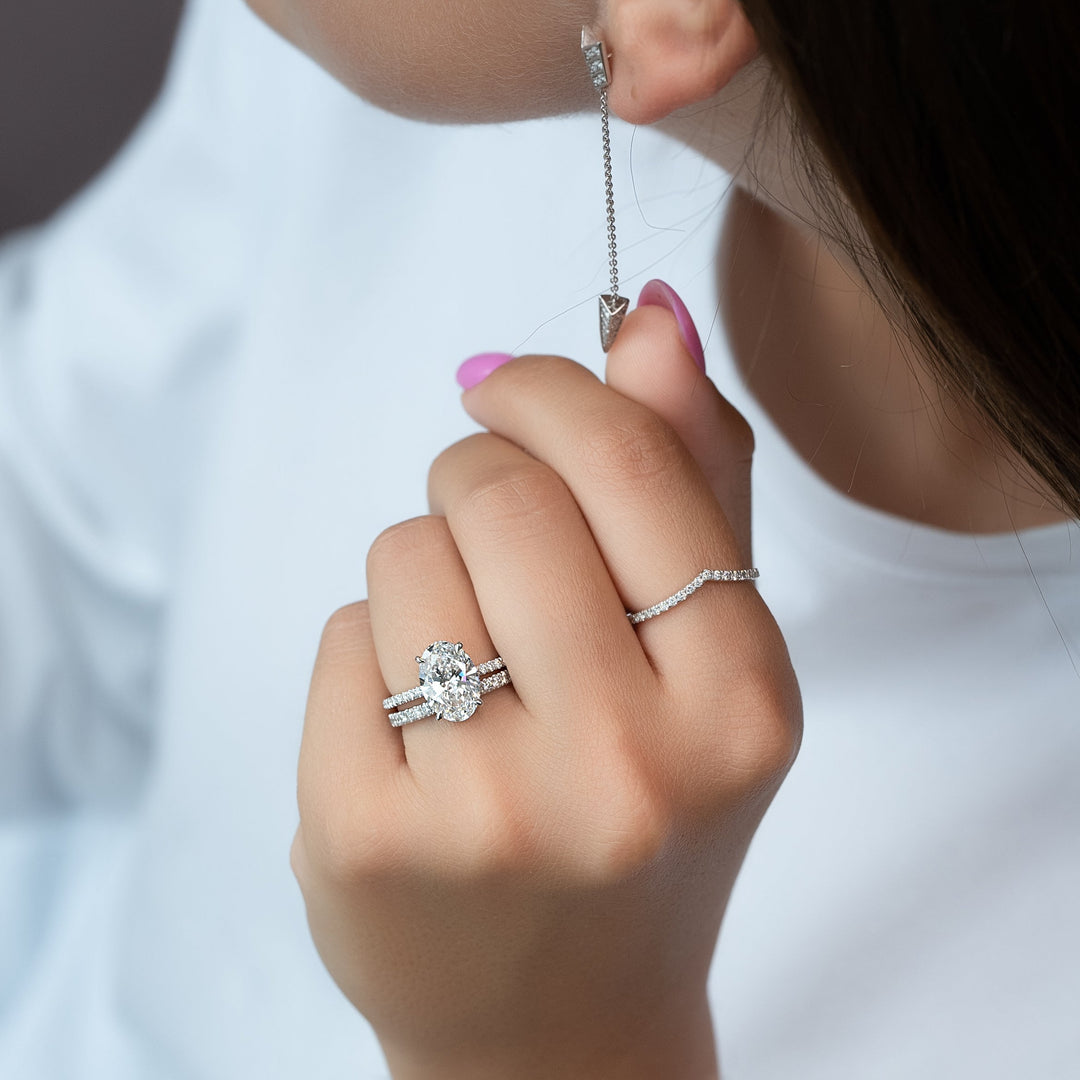 The Ayden Oval Lab Diamond Moissanite Engagement Ring