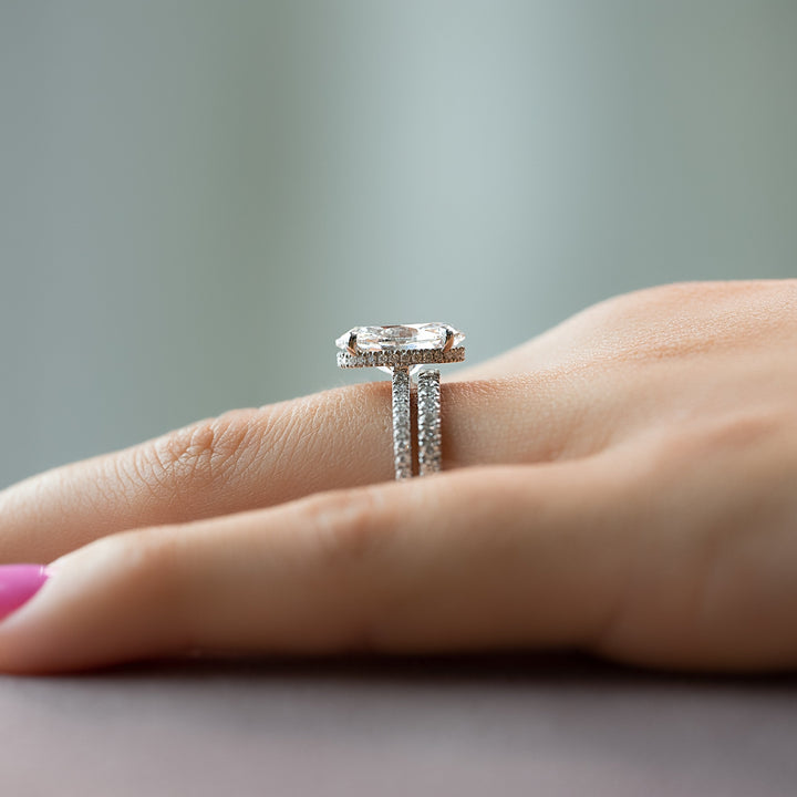 The Ayden Oval Lab Diamond Moissanite Engagement Ring *Shown with 3 ct #material_white