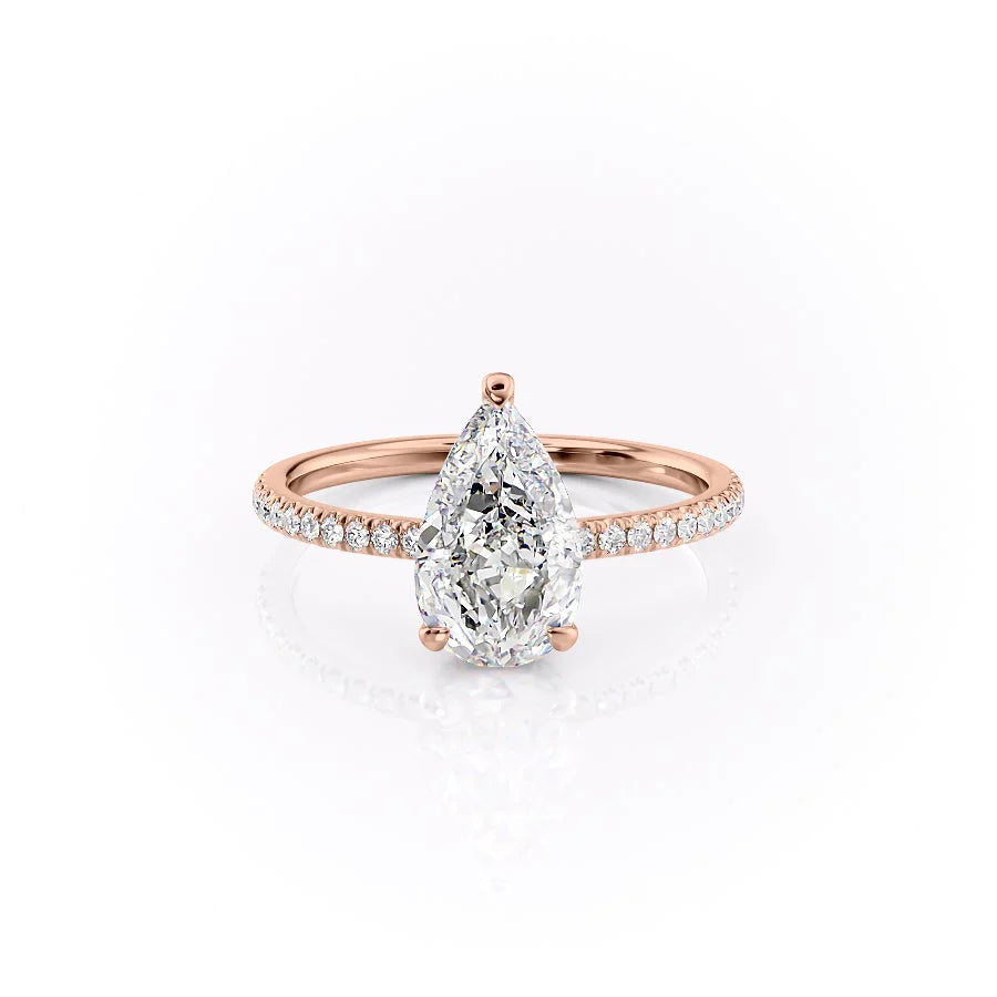 The Ayden Set With Pear Pave Lab Diamond 1 Carat 14K Rose#material_rose