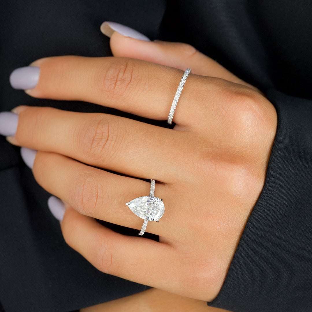 The Ayden Set With Pear Pave Lab Diamond 2 Carat 14K White#material_white
