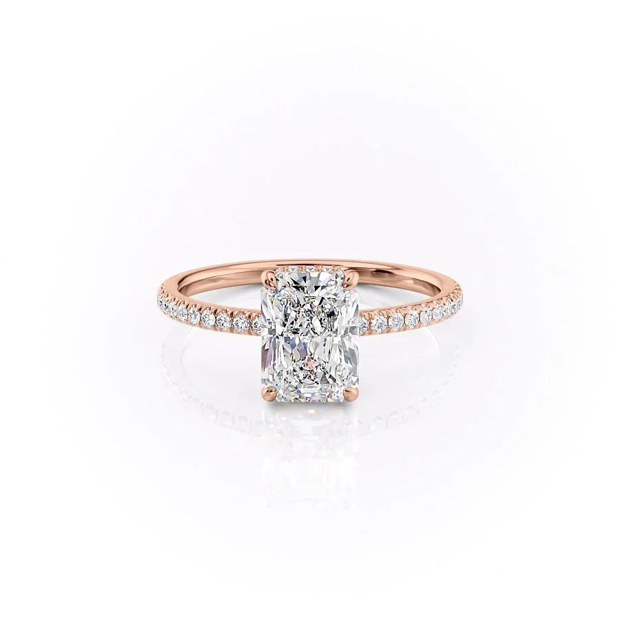 The Ayden Set With Radiant Pave Lab Diamond 1 Carat 14K Rose#material_rose