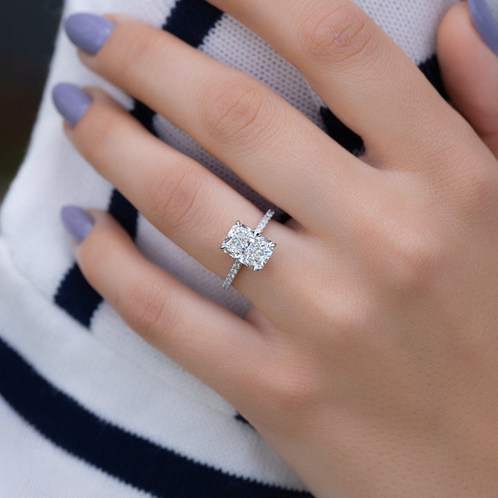 The Ayden Radiant Lab Diamond Moissanite Engagement Ring *Shown with 3 ct #material_white