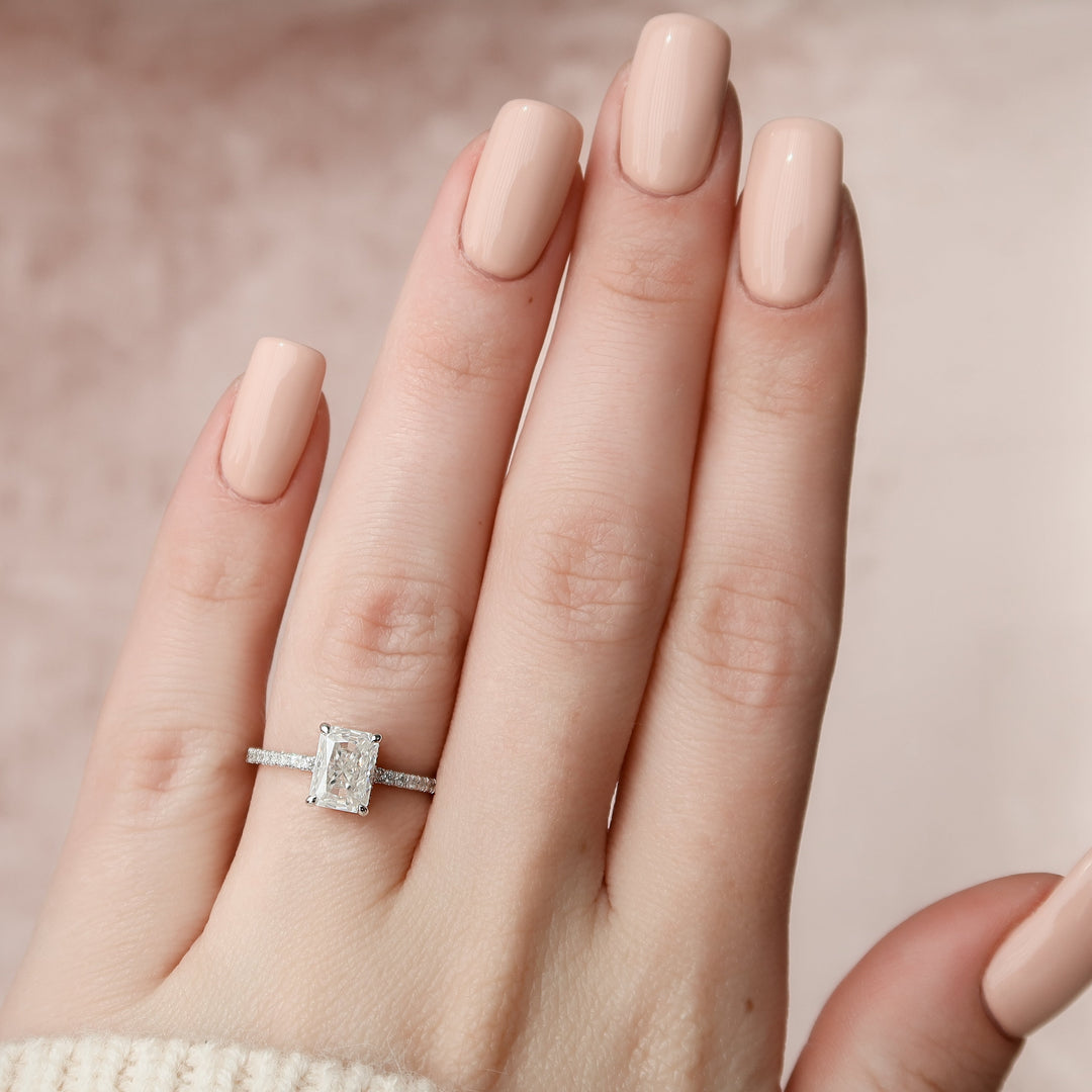 The Ayden Radiant Lab Diamond Moissanite Engagement Ring