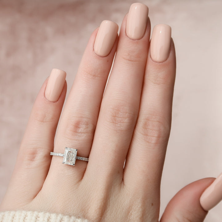 The Ayden Radiant Lab Diamond Moissanite Engagement Ring *Shown with 1.5 ct #material_white