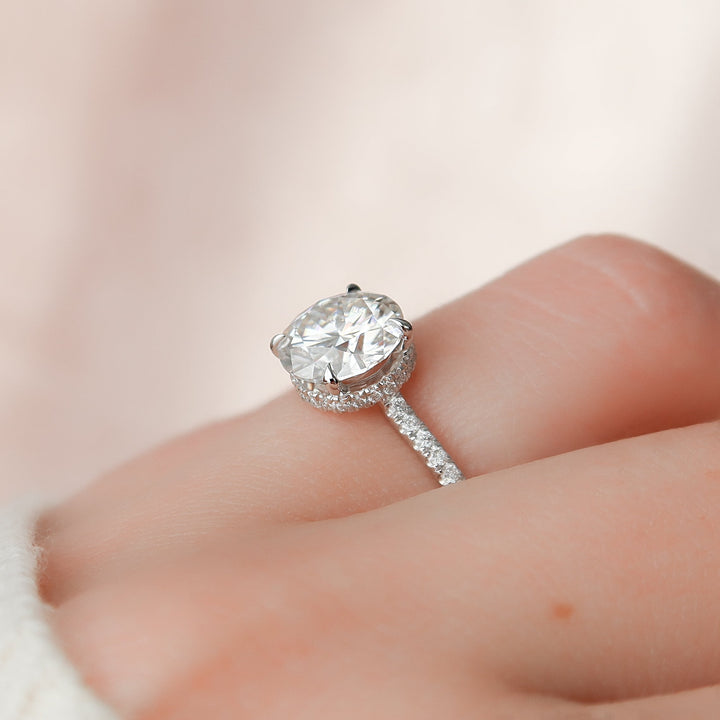 The Ayden Round Lab Diamond Moissanite Engagement Ring *Shown with 2 ct #material_white