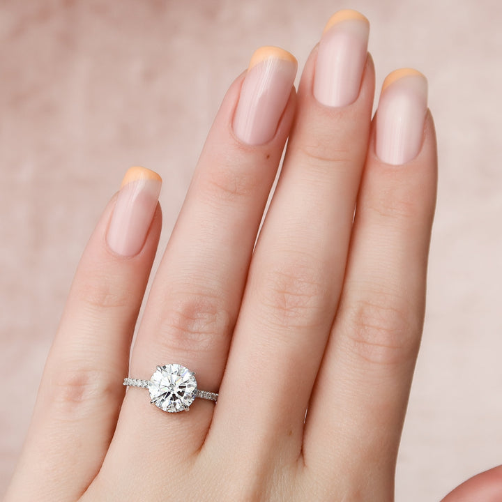 The Ayden Round Lab Diamond Moissanite Engagement Ring *Shown with 2.5 ct #material_white