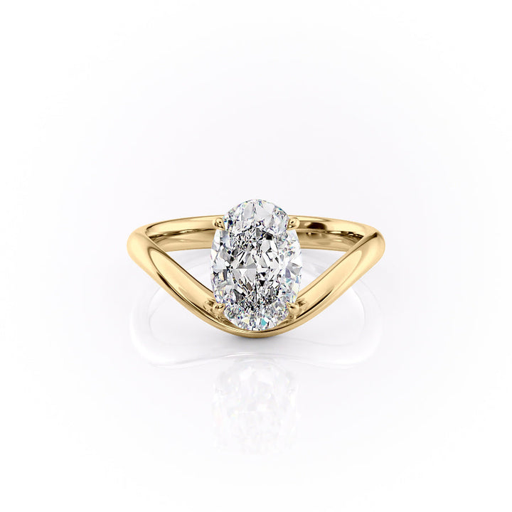 The Brooklyn Set With Oval Solitaire Lab Diamond 1 Carat 14K Gold#material_gold