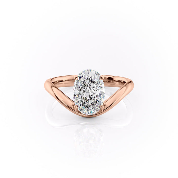 The Brooklyn Set With Oval Solitaire Lab Diamond 1 Carat 14K Rose#material_rose