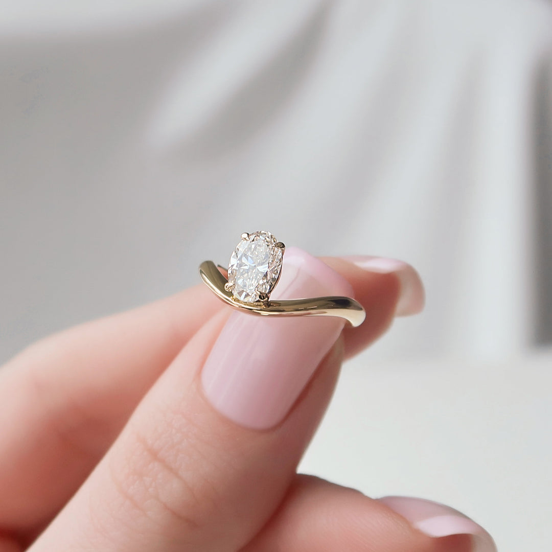 The Brooklyn Oval Lab Diamond Moissanite Engagement Ring