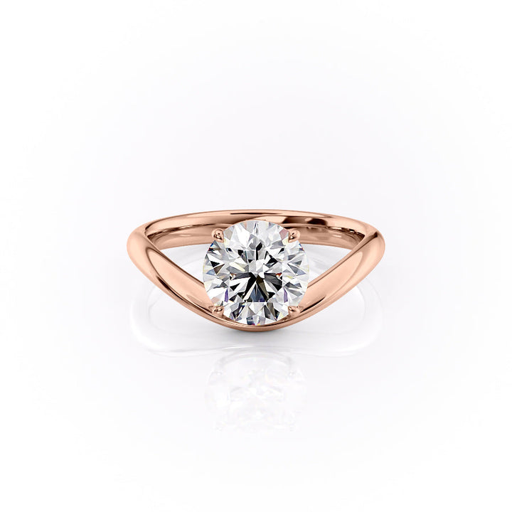 The Brooklyn Set With Round Solitaire Lab Diamond 1 Carat 14K Rose#material_rose