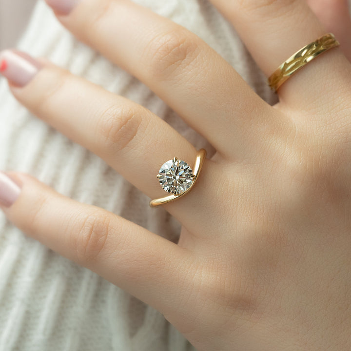 The Brooklyn Round Lab Diamond Moissanite Engagement Ring *Shown with 2 ct #material_gold