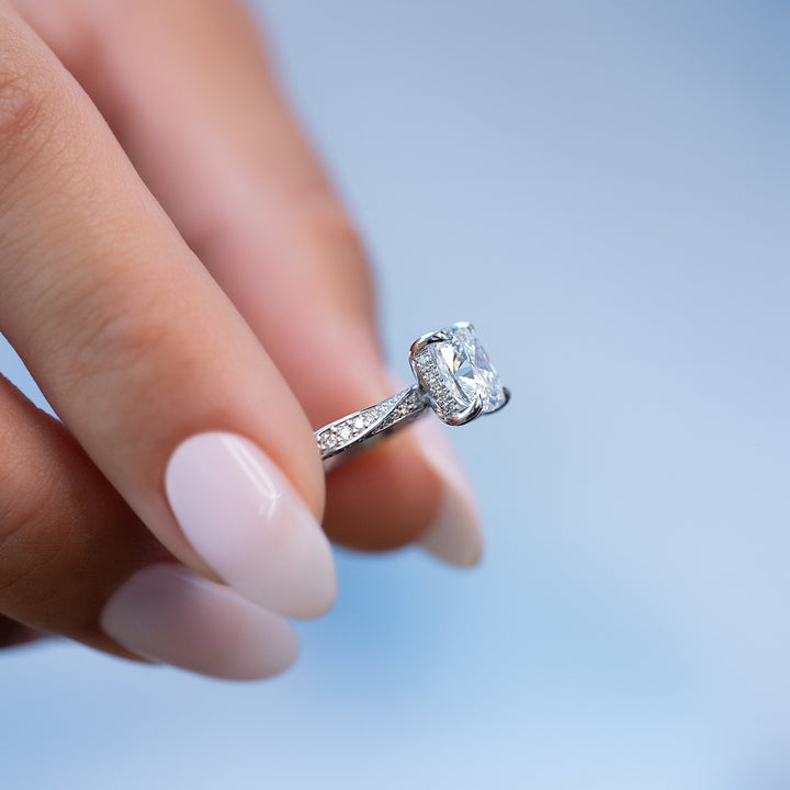 The Cadence Cushion Lab Diamond Moissanite Engagement Ring *Shown with 2 ct #material_white