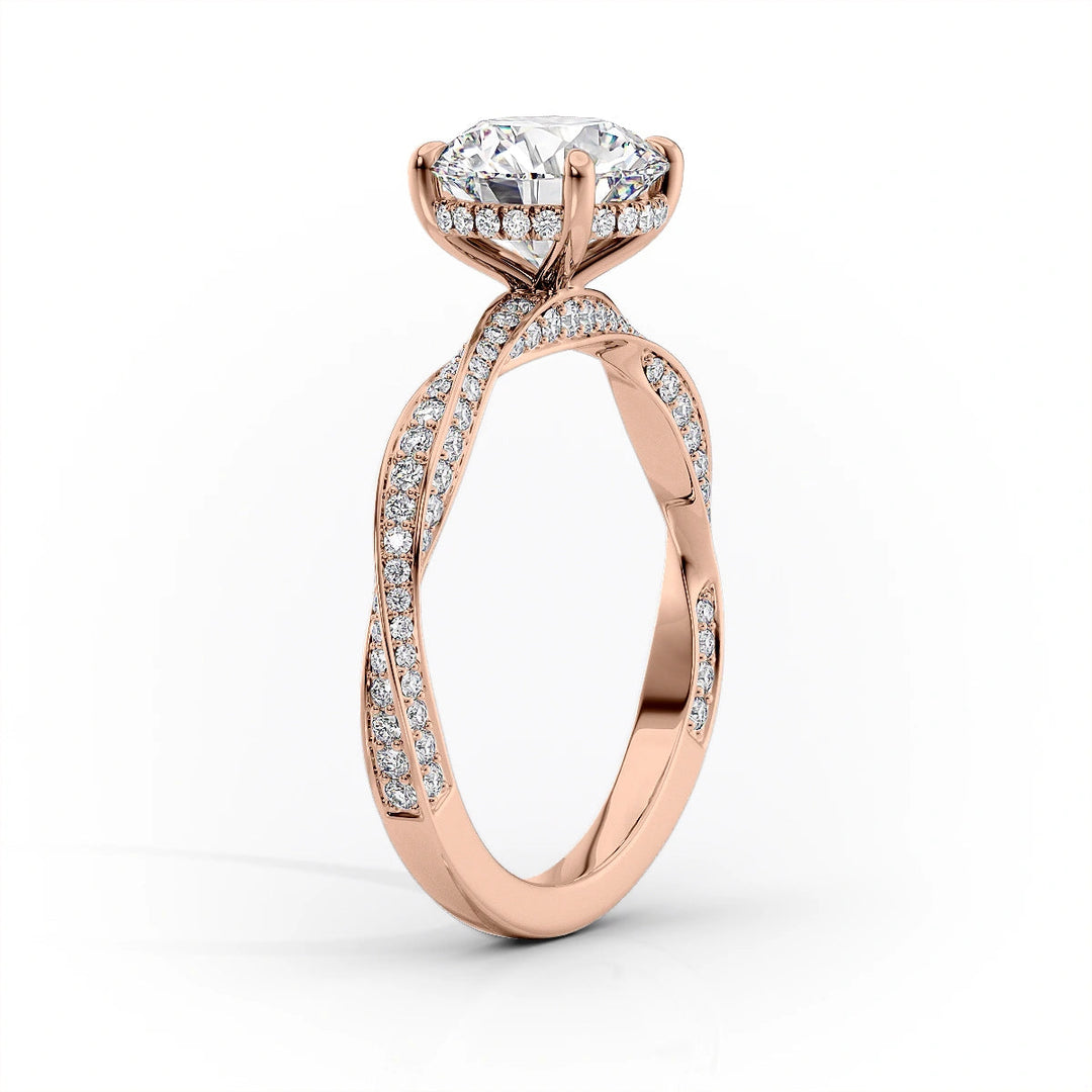 The Cadence Set With Oval Pave Lab Diamond 1.5 Carat 14K Rose#material_rose