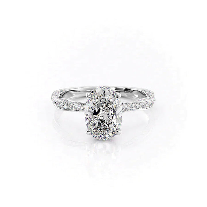 The Cadence Set With Oval Pave Lab Diamond 1 Carat 14K White#material_white