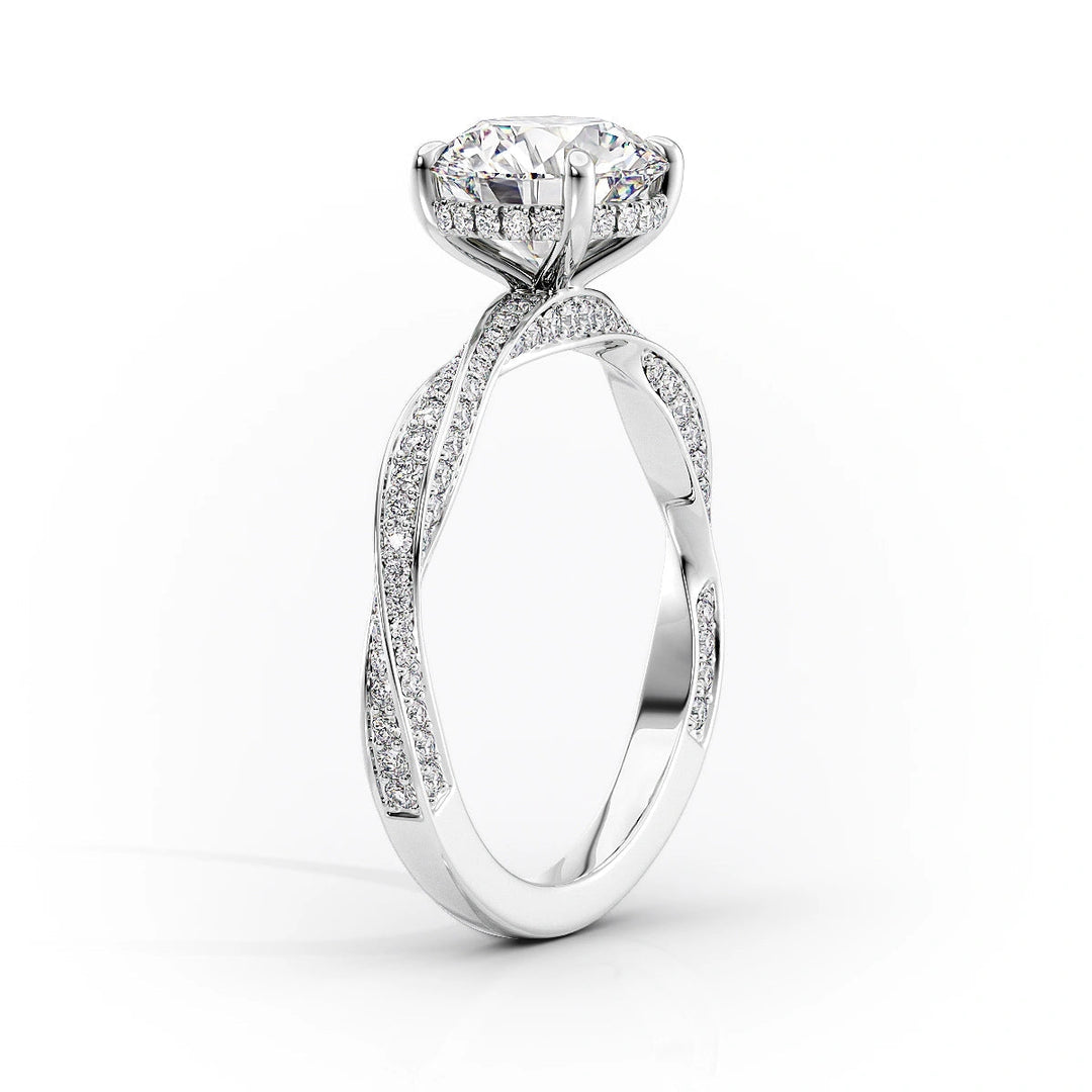 The Cadence Set With Oval Pave Lab Diamond 1.5 Carat 14K White#material_white