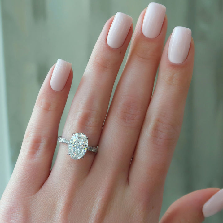 The Cadence Oval Lab Diamond Moissanite Engagement Ring *Shown with 4 ct #material_white
