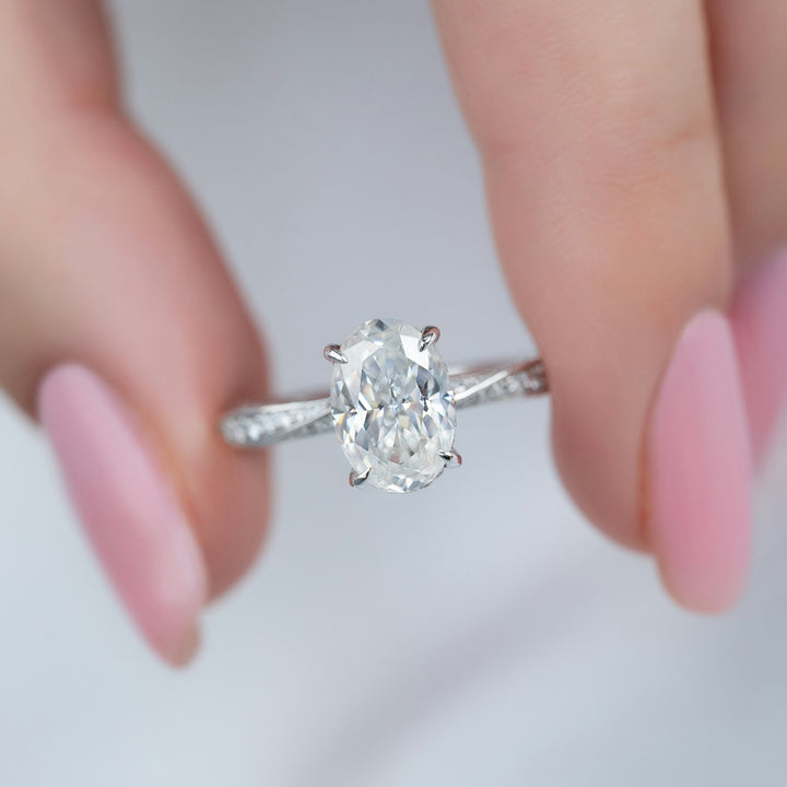 The Cadence Oval Lab Diamond Moissanite Engagement Ring *Shown with 2 ct #material_white