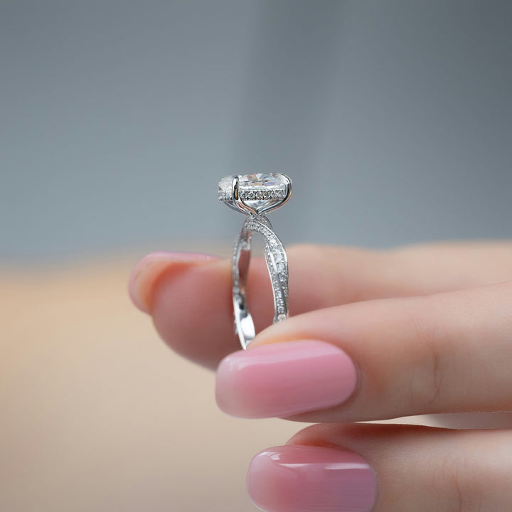 The Cadence Oval Lab Diamond Moissanite Engagement Ring *Shown with 2 ct #material_white