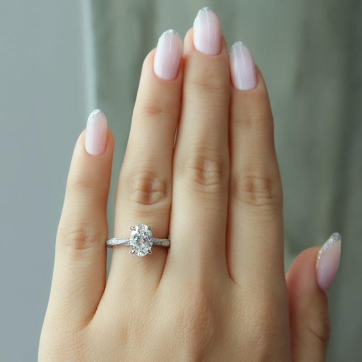 The Cadence Oval Lab Diamond Moissanite Engagement Ring *Shown with 1.5 ct #material_white