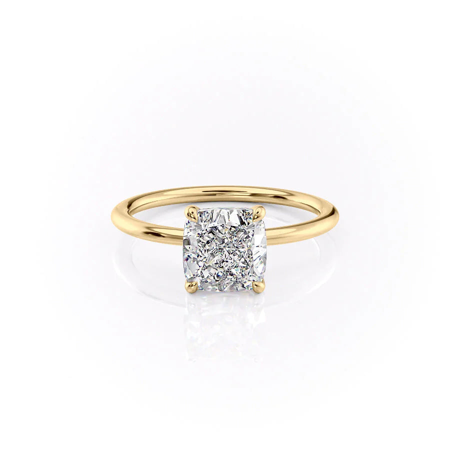 The Cecelia Set With Cushion Solitaire Lab Diamond 1 Carat 14K Gold#material_gold