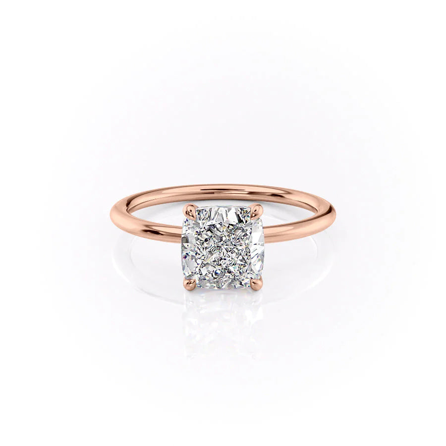 The Cecelia Set With Cushion Solitaire Lab Diamond 1 Carat 14K Rose#material_rose